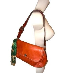 COACH Pleated Soho Leather Big Buckle Strap Shoulder Bag Burnt Orange F13729